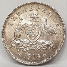 AUSTRALIA 1918M . THREEPENCE . CHOICE
